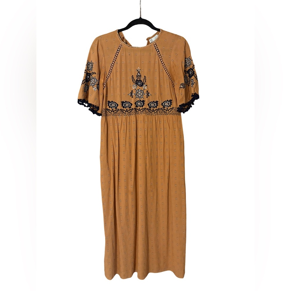 Zara Midi Dress with Black Embroidery